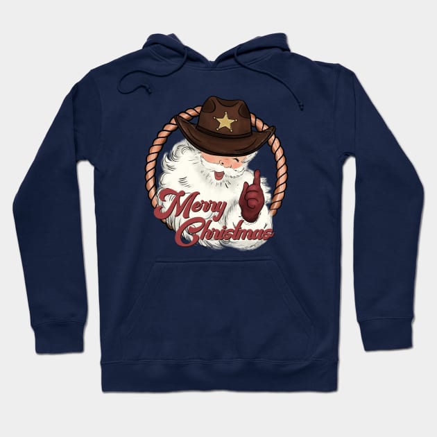 Funny Santa Western Cowboy Howdy Christmas Hoodie by JDVNart